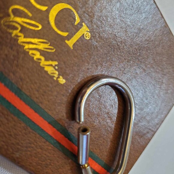 GUCCI Vintage Interlocking GG Logo Two Tone Bag Charm Key Ring Key Chain - Picture 15 of 16